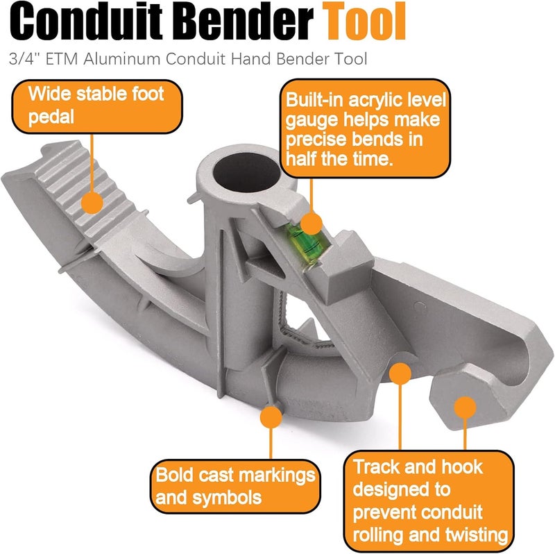 Fuzbaxy Conduit Hand Bender Tool for 1inch EMT and 3/4 inch Rigid Pipes.8 Degree Inside Radius.(Aluminum) - Image 4